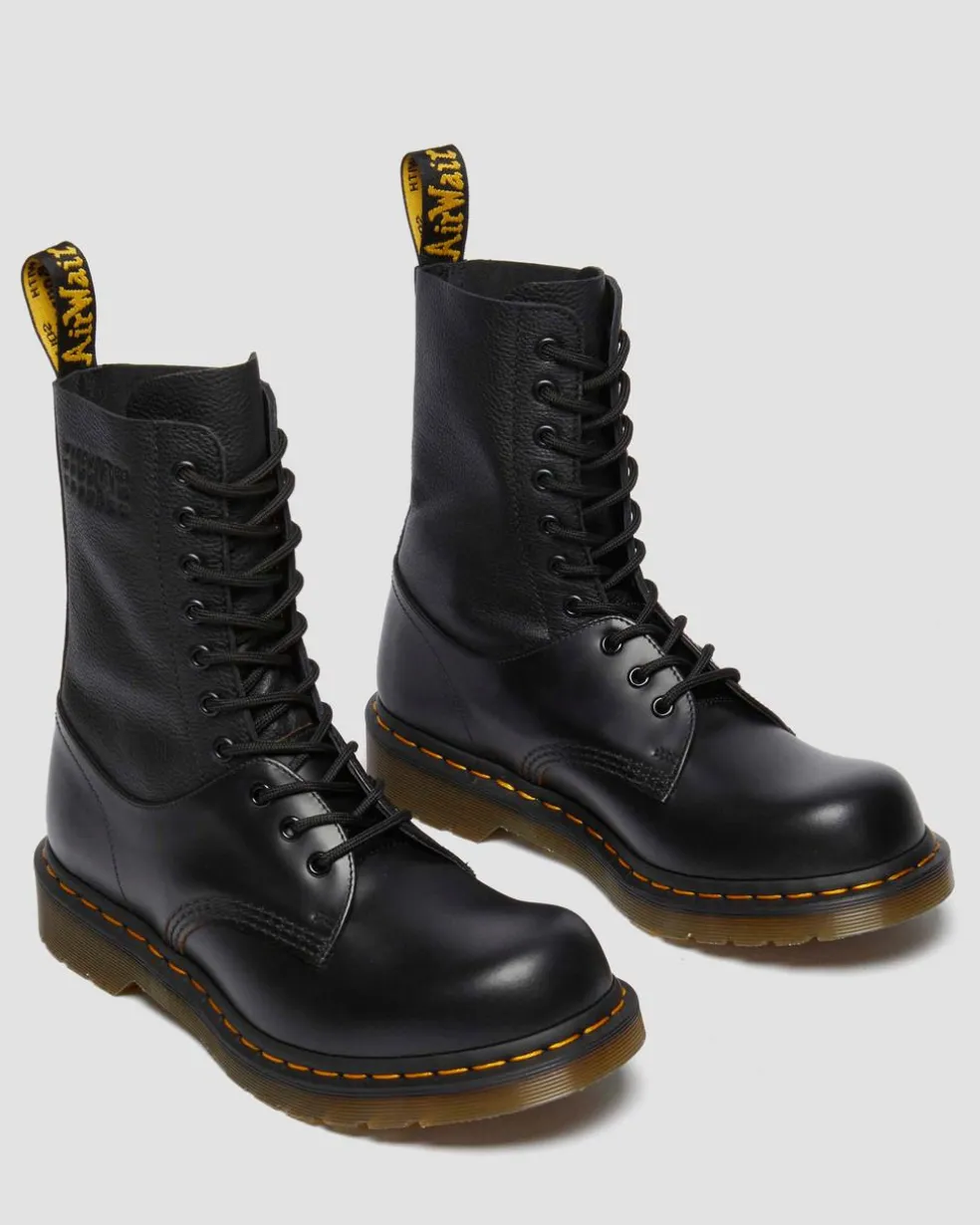 1490 / 1461 MM6 Leather Lace Up Boots in Black