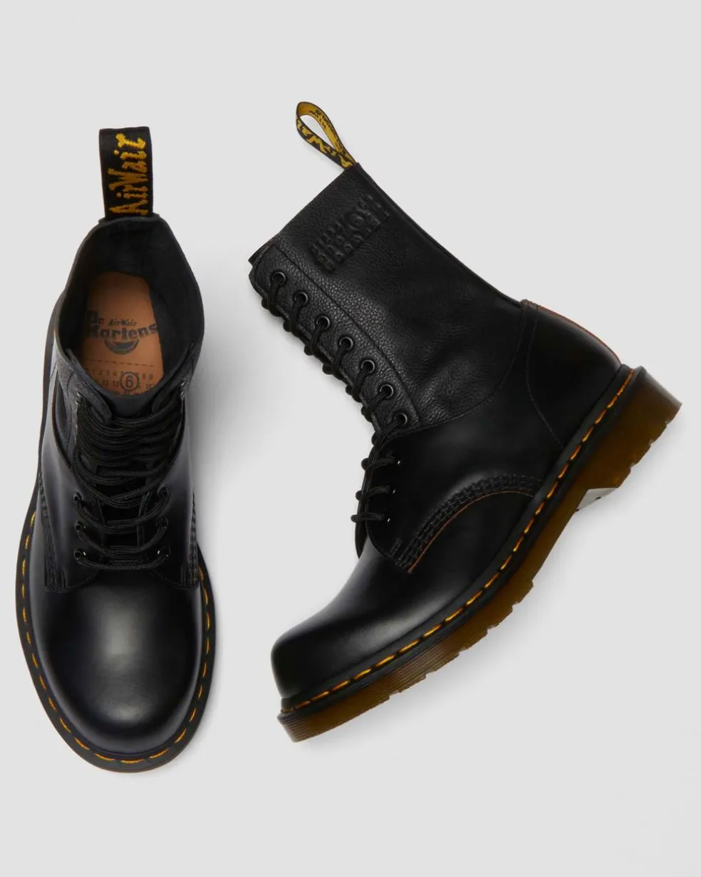 1490 / 1461 MM6 Leather Lace Up Boots in Black