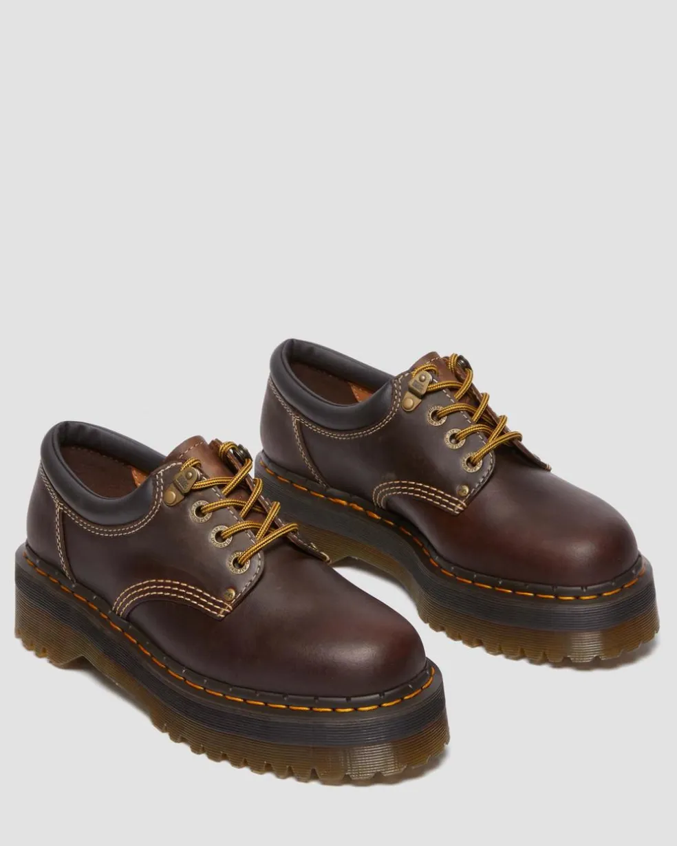 8053 Arc Crazy Horse Leather Platform Casual Shoes in Dark Brown