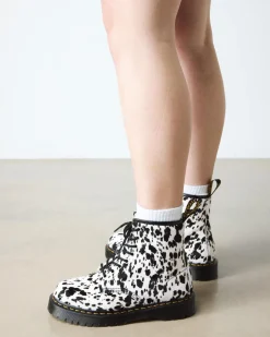 1460 Bex Dalmatian Hair On Leather Boots in Cream & Black