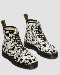 1460 Bex Dalmatian Hair On Leather Boots in Cream & Black