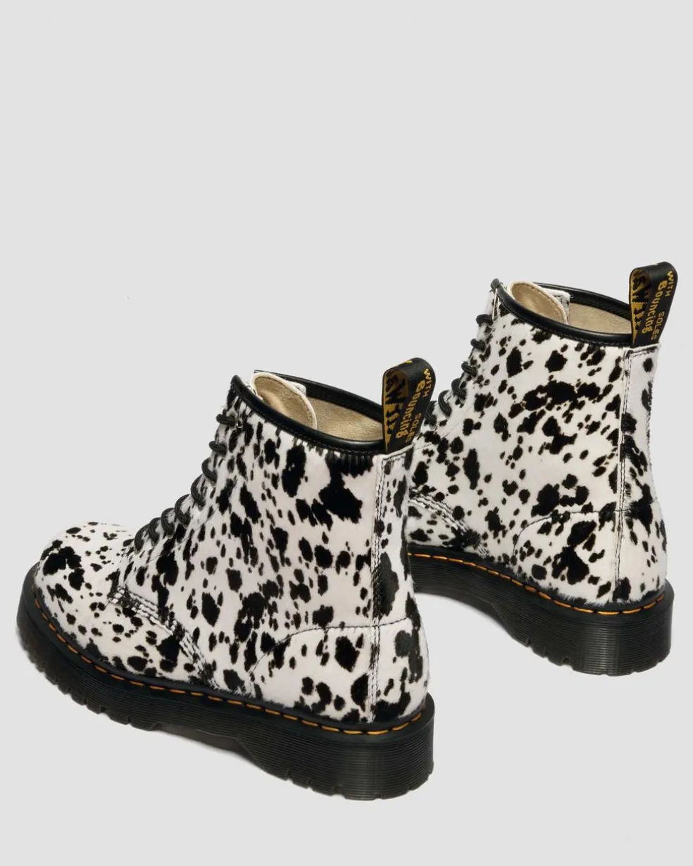 1460 Bex Dalmatian Hair On Leather Boots in Cream & Black