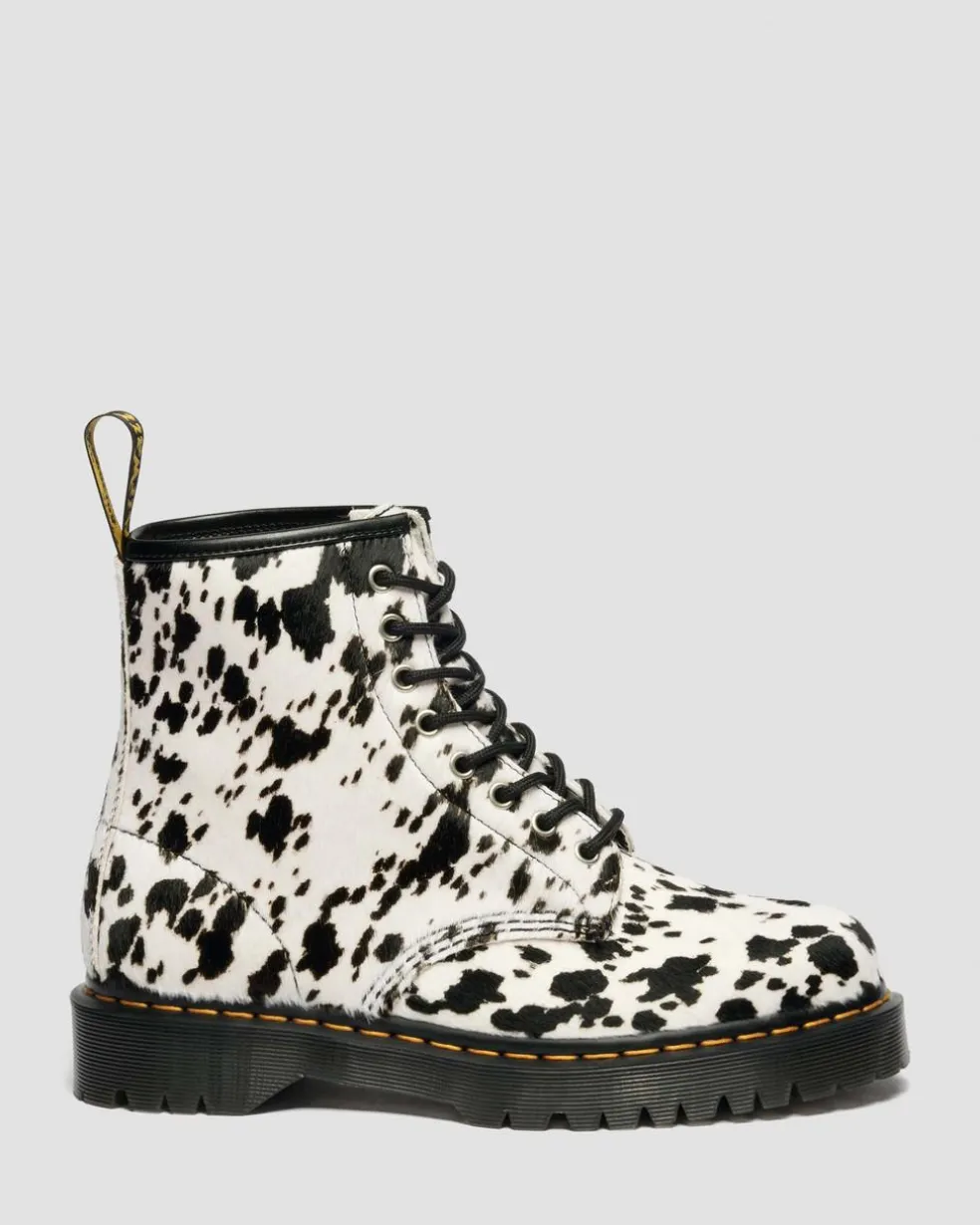 1460 Bex Dalmatian Hair On Leather Boots in Cream & Black