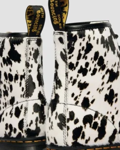 1460 Bex Dalmatian Hair On Leather Boots in Cream & Black