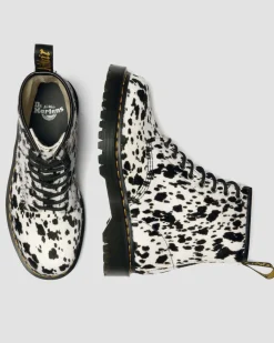 1460 Bex Dalmatian Hair On Leather Boots in Cream & Black