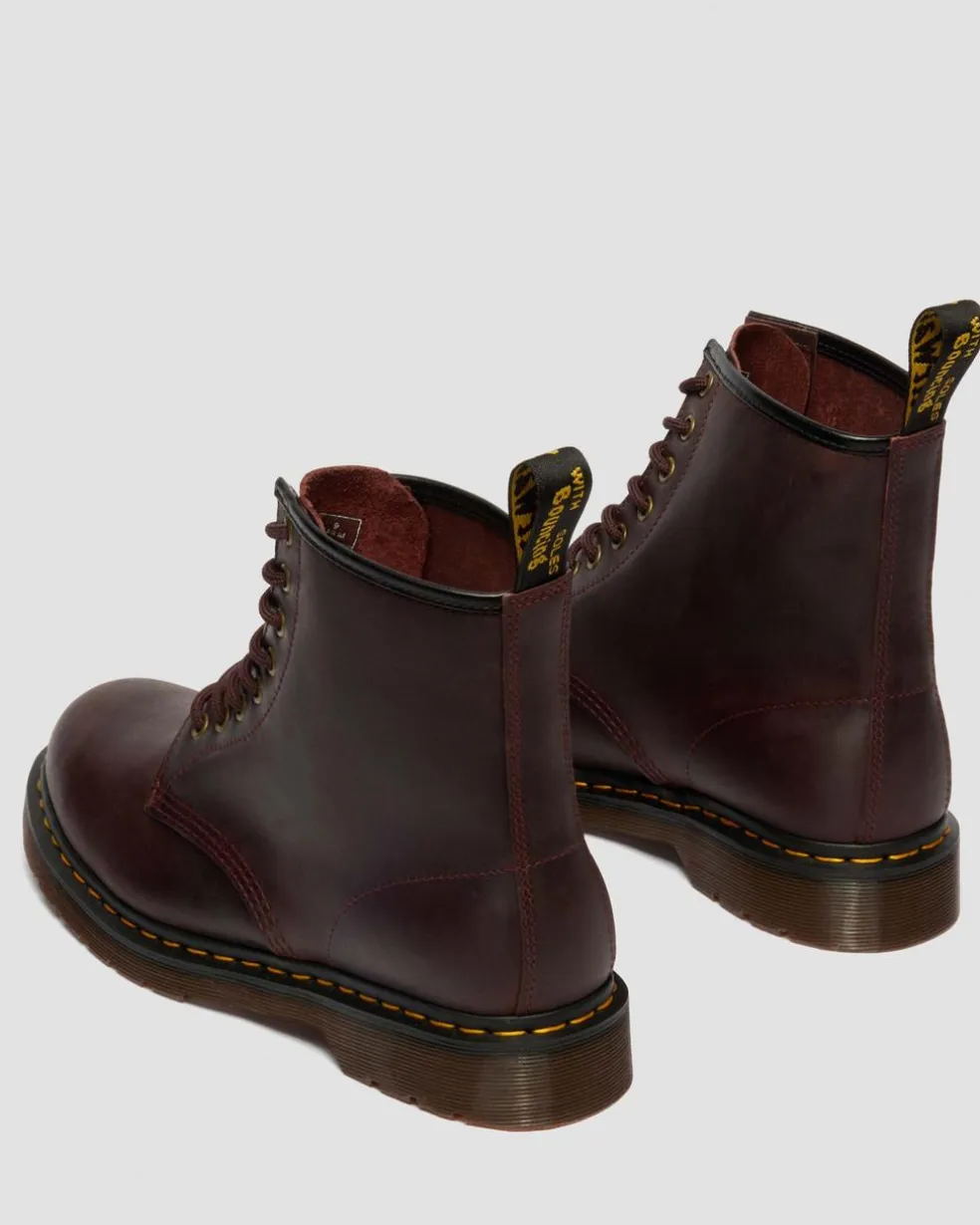 1460 Crazy Horse Leather Boots in Cherry Red