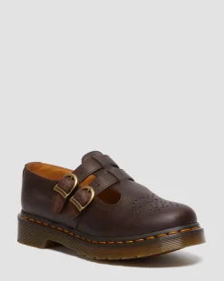 8065 Crazy Horse Leather Mary Jane Shoes in Dark Brown