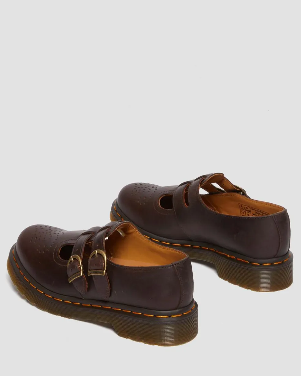 8065 Crazy Horse Leather Mary Jane Shoes in Dark Brown