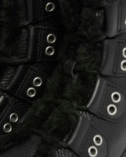 1460 Faux Fur Lined Leather Lace Up Boots in Black