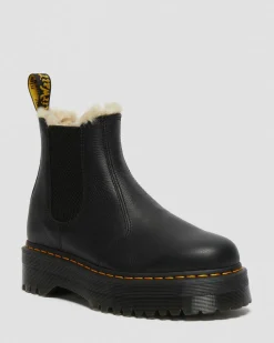 2976 Faux Fur Lined Platform Chelsea Boots in Black