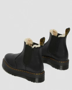 2976 Faux Fur Lined Platform Chelsea Boots in Black