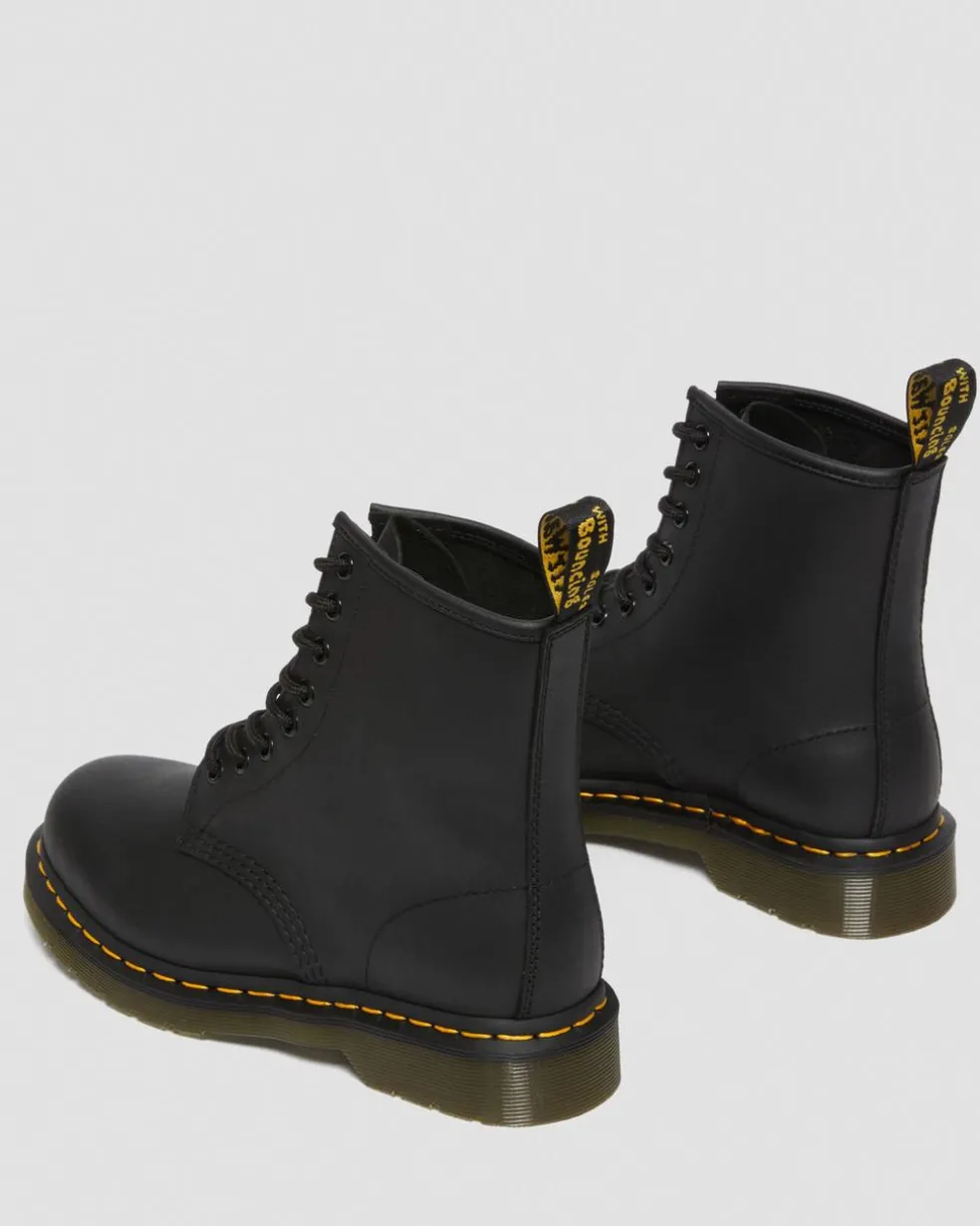 1460 Greasy Leather Lace Up Boots in Black