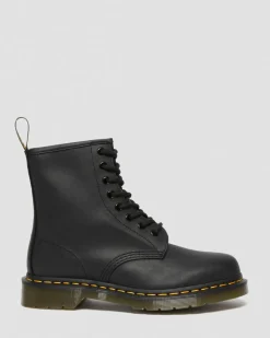 1460 Greasy Leather Lace Up Boots in Black
