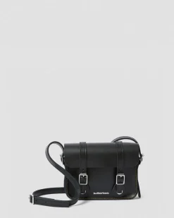 7 Inch Leather Crossbody Bag in Black