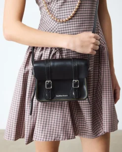 7 Inch Leather Crossbody Bag in Black
