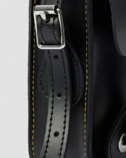 7 Inch Leather Crossbody Bag in Black