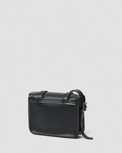 7 Inch Leather Crossbody Bag in Black