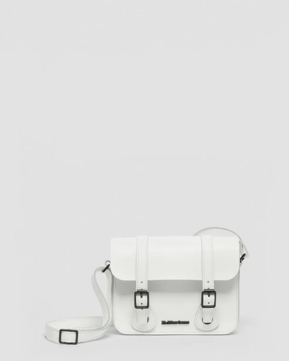 7 Inch Leather Crossbody Bag in White