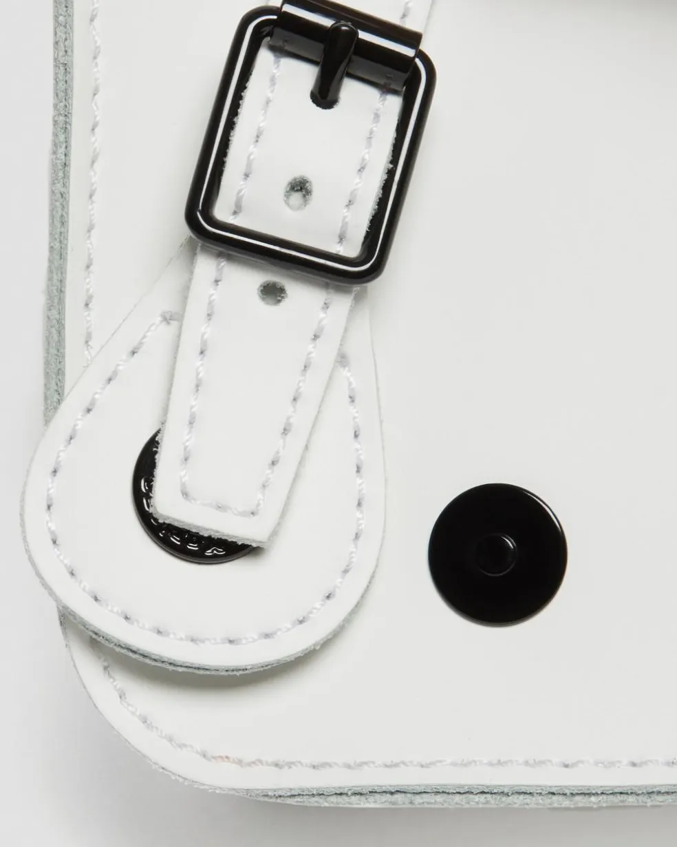 7 Inch Leather Crossbody Bag in White