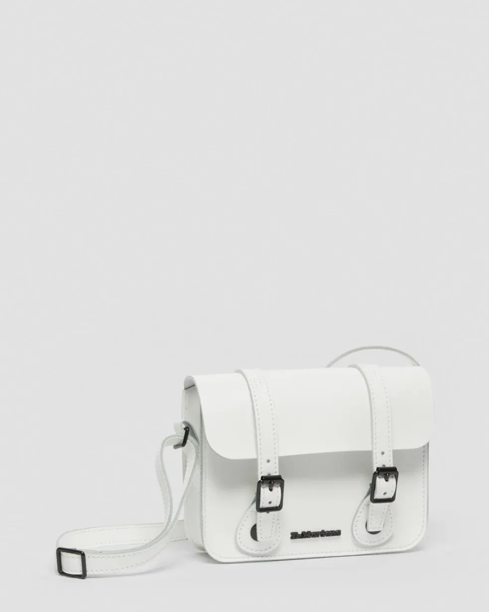 7 Inch Leather Crossbody Bag in White
