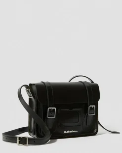 11 inch Leather Messenger Bag in Black