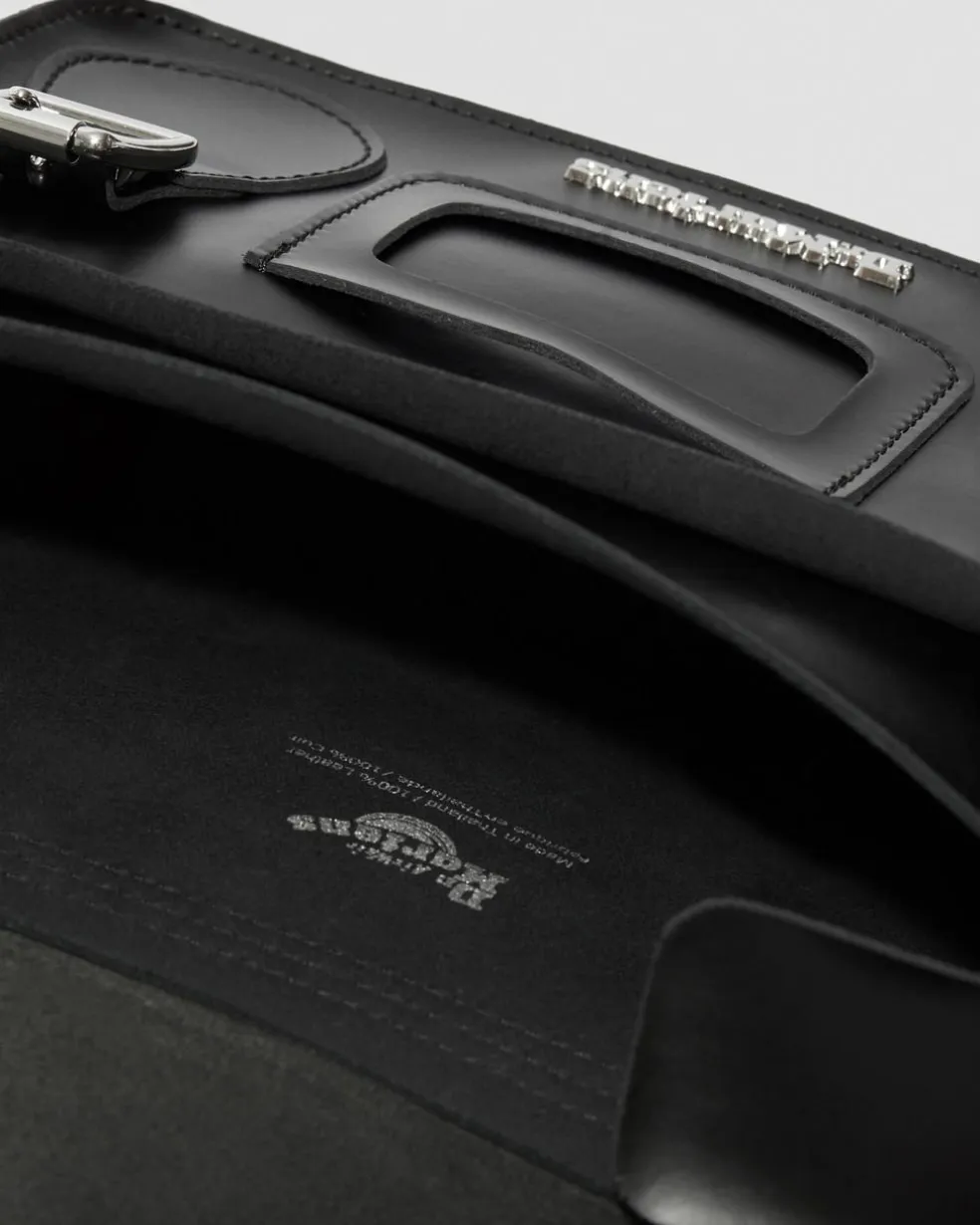 11 inch Leather Messenger Bag in Black