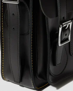 11 inch Leather Messenger Bag in Black