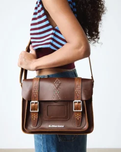 11 Inch Mayhem Leather Satchel in Amber Tan