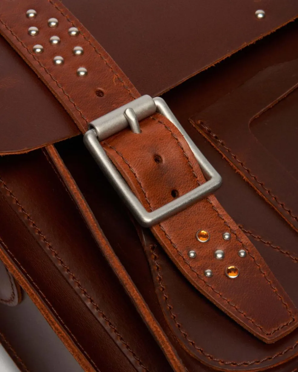 11 Inch Mayhem Leather Satchel in Amber Tan
