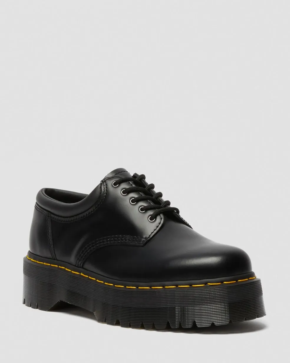 8053 Leather Platform Casual Shoes in Black