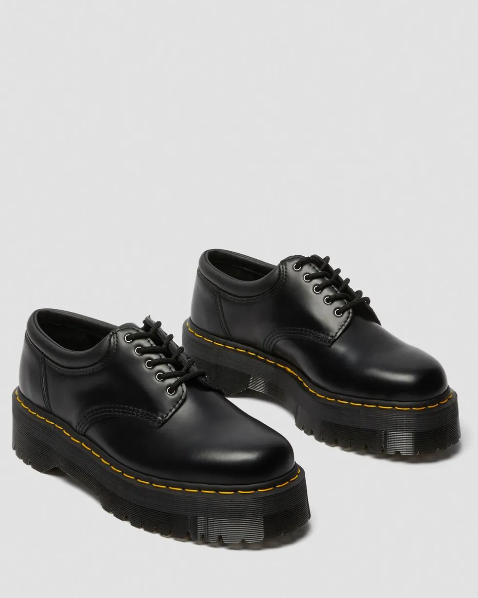 8053 Leather Platform Casual Shoes in Black