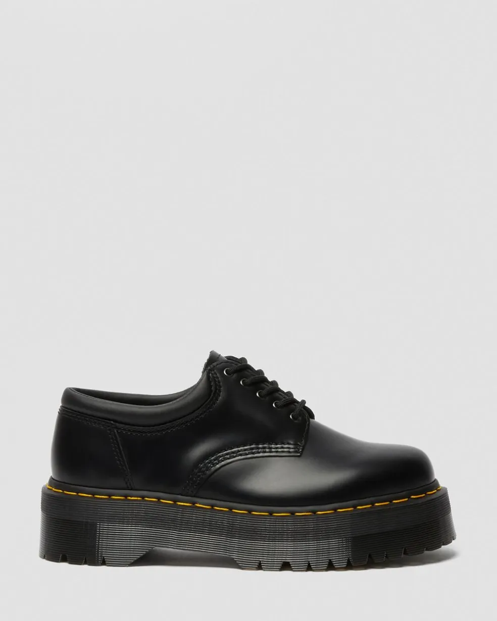 8053 Leather Platform Casual Shoes in Black