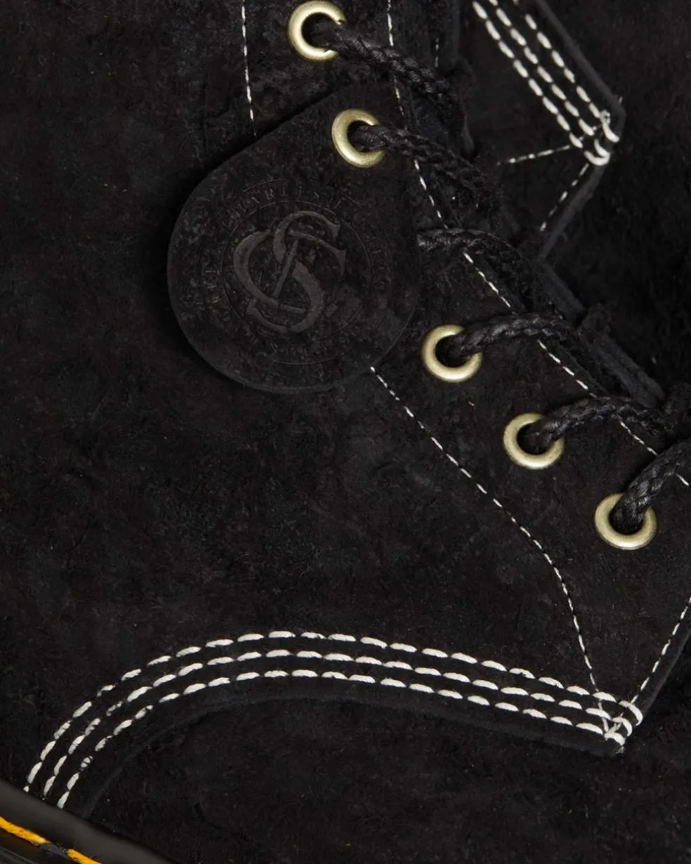 1460 Made in England Emboss Suede Lace Up Boots in Black