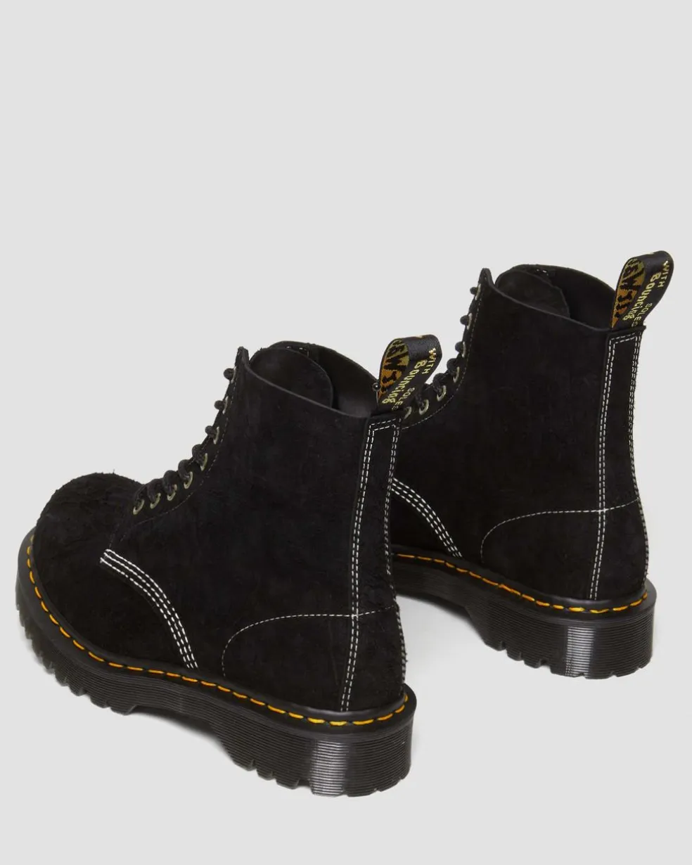 1460 Made in England Emboss Suede Lace Up Boots in Black