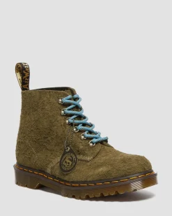 101 Made in England Hardware Suede Ankle Boots in Olive