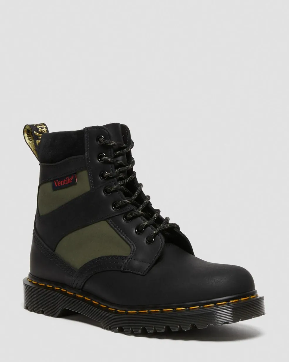 1460 Made in England Padded Panel Lace Up Boots in Black