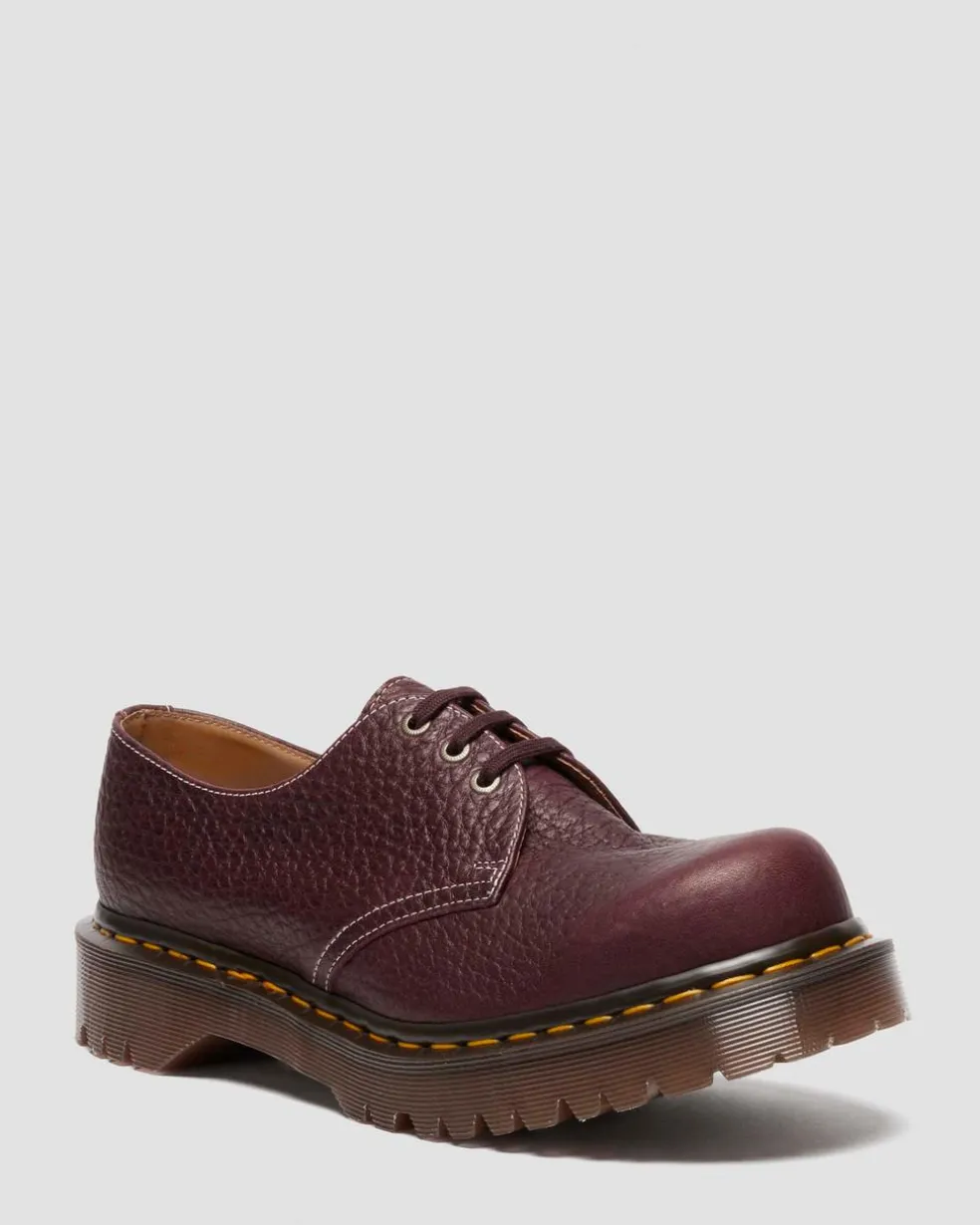 1461 Made In England Soft Boa Embossed Leather Bump Toe Shoes in Rich Burgundy