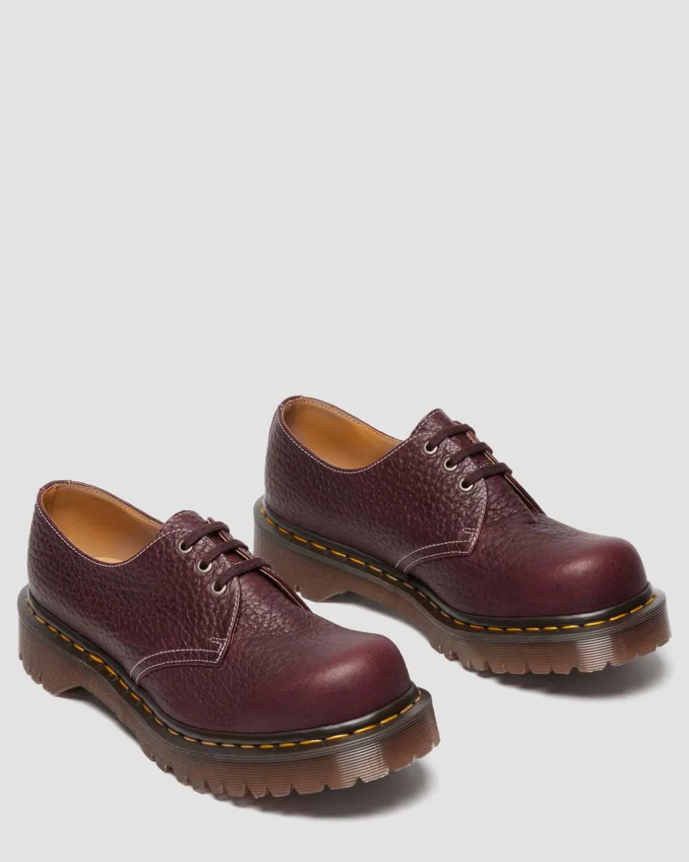 1461 Made In England Soft Boa Embossed Leather Bump Toe Shoes in Rich Burgundy