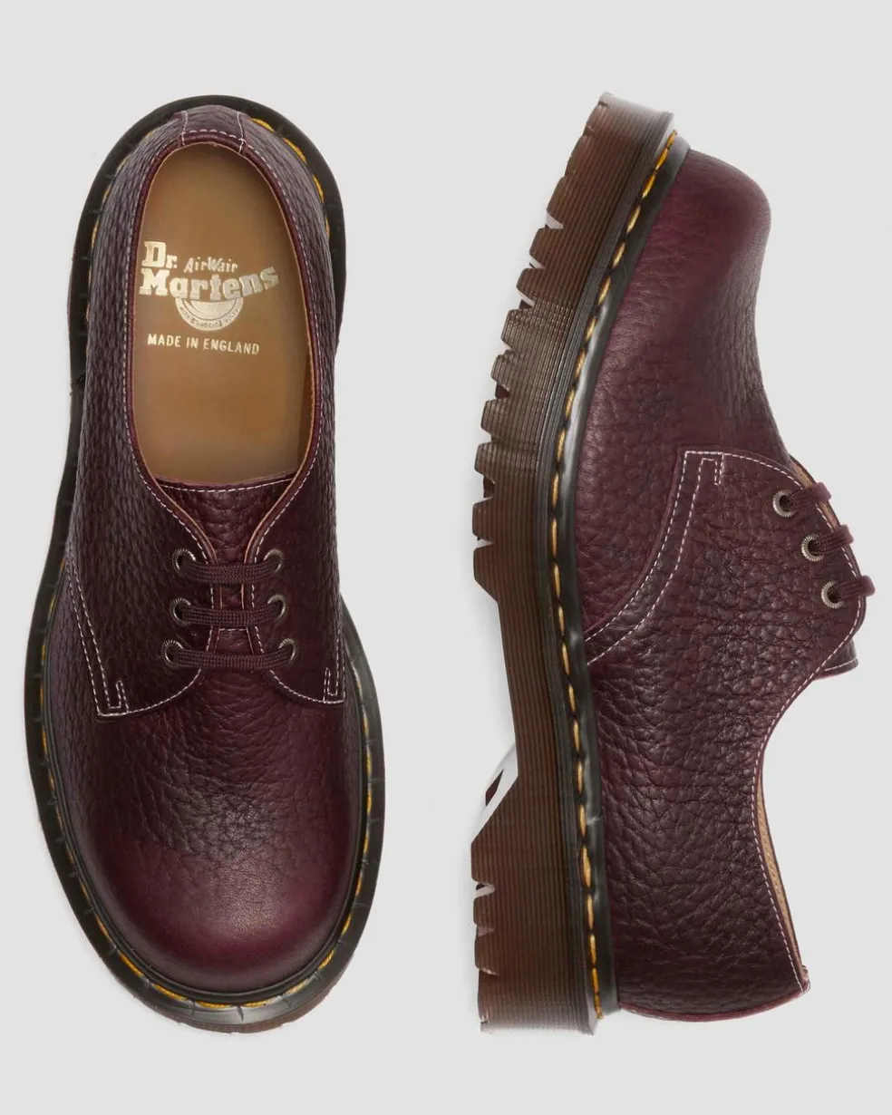 1461 Made In England Soft Boa Embossed Leather Bump Toe Shoes in Rich Burgundy