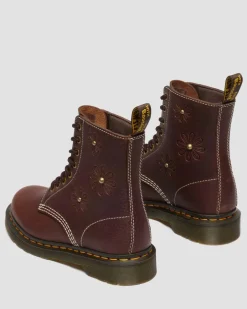 1460 Pascal Flower Grizzly Leather Boots in Dark Brown