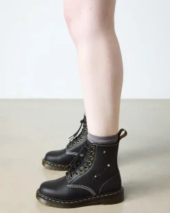 1460 Pascal Flower Grizzly Leather Boots in Black