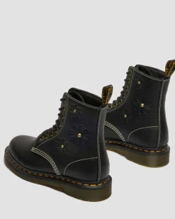 1460 Pascal Flower Grizzly Leather Boots in Black