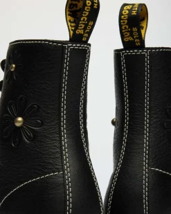 1460 Pascal Flower Grizzly Leather Boots in Black