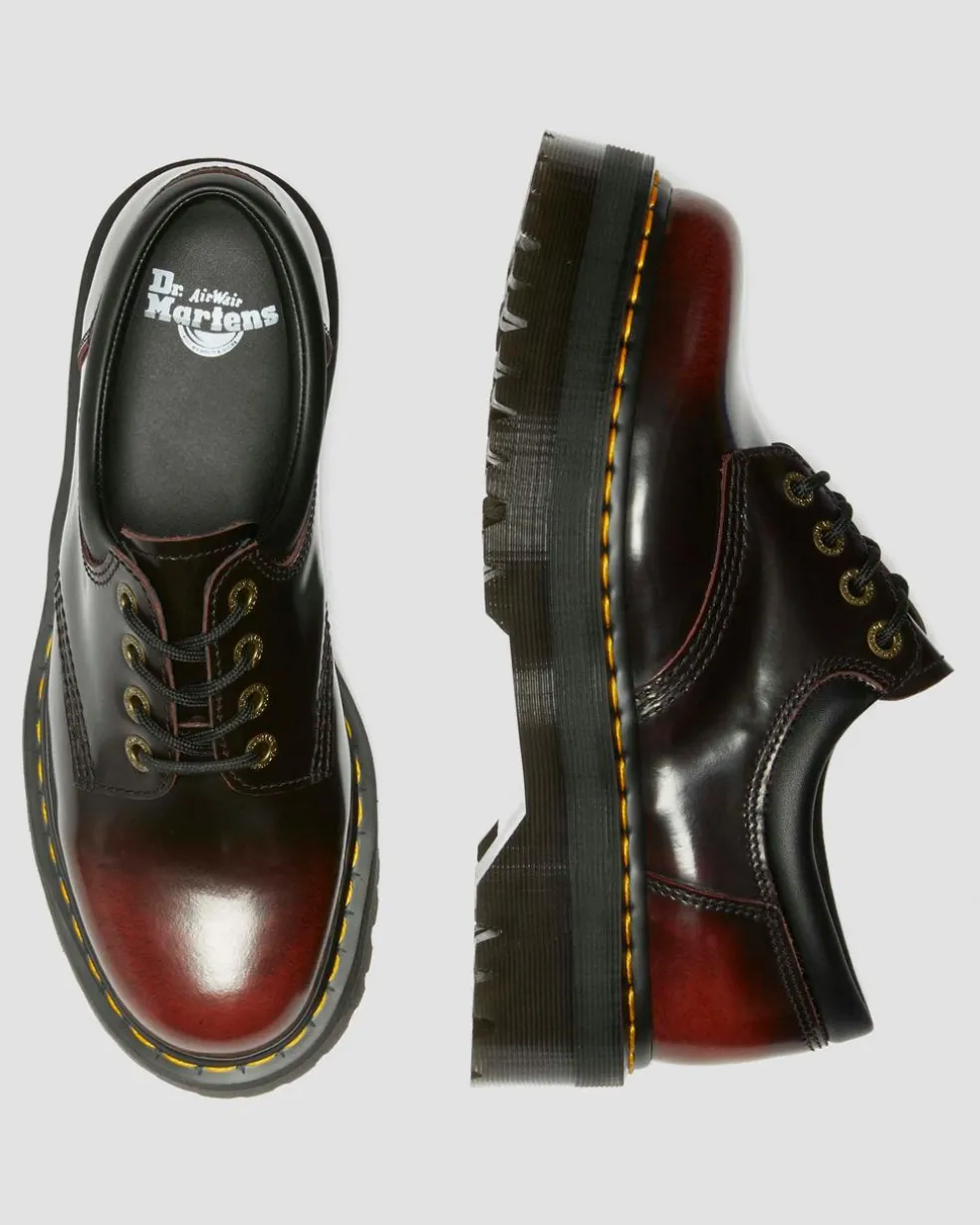 8053 Quad Arcadia Leather Platform Shoes in Cherry Red Arcadia