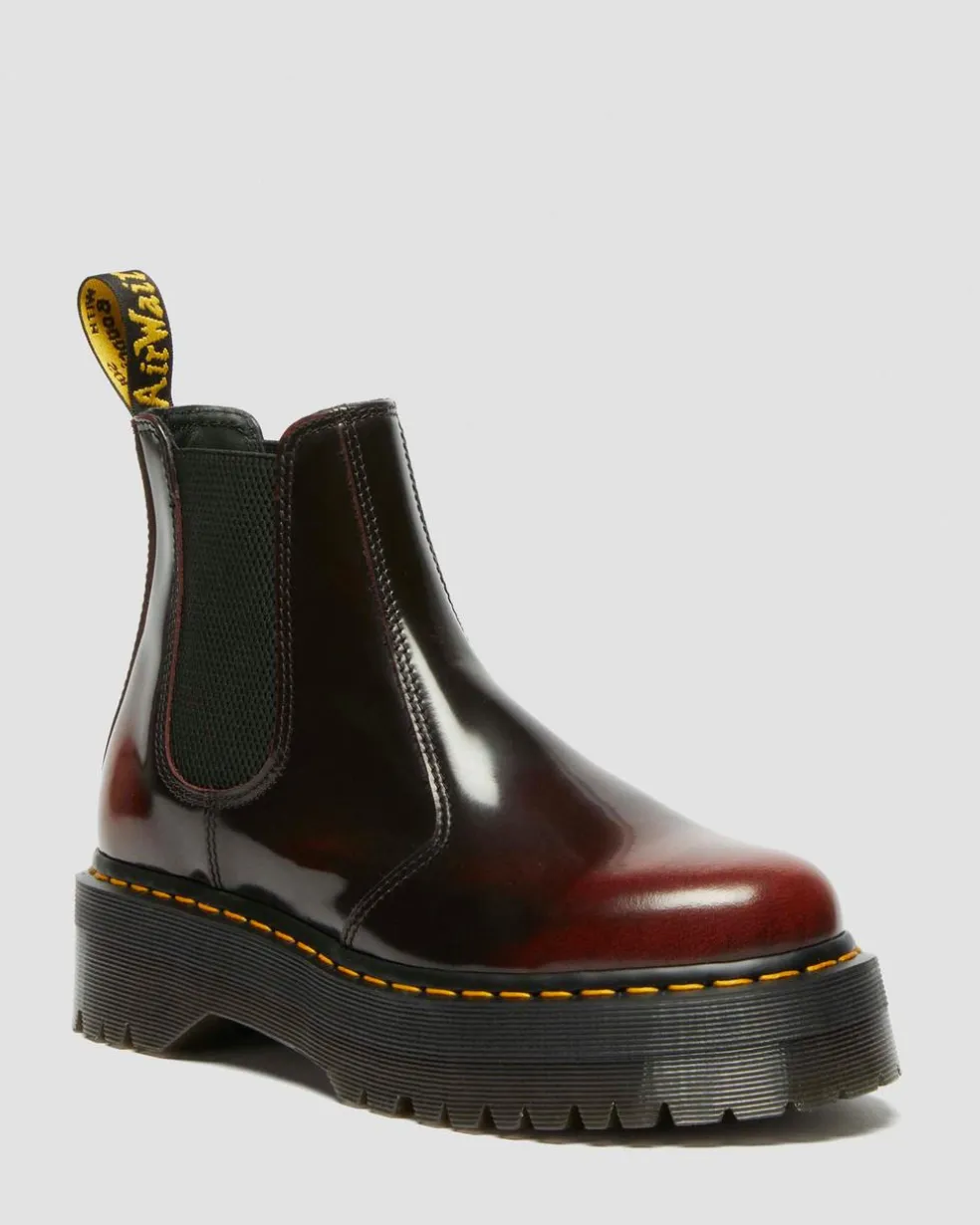 2976 Quad Arcadia Leather Platform Chelsea Boots in Cherry Red Arcadia