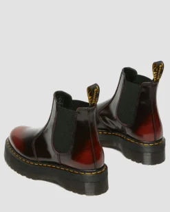 2976 Quad Arcadia Leather Platform Chelsea Boots in Cherry Red Arcadia