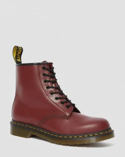1460 Smooth Leather Lace Up Boots in Cherry Red