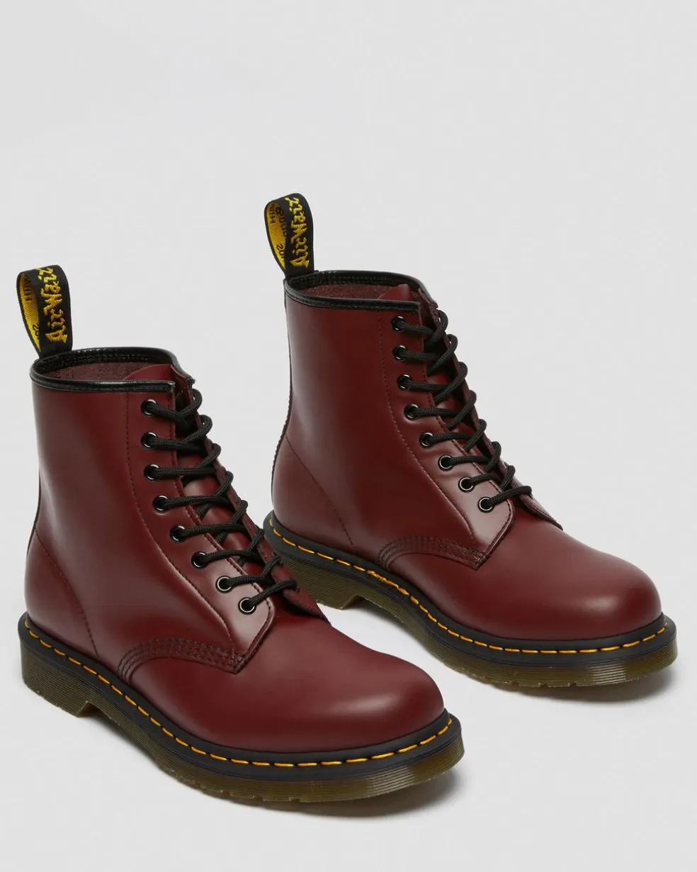 1460 Smooth Leather Lace Up Boots in Cherry Red