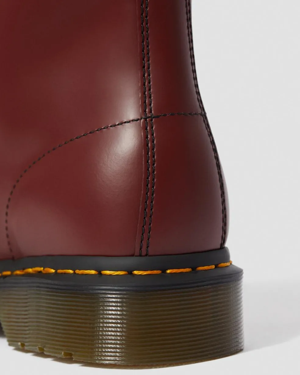 1460 Smooth Leather Lace Up Boots in Cherry Red