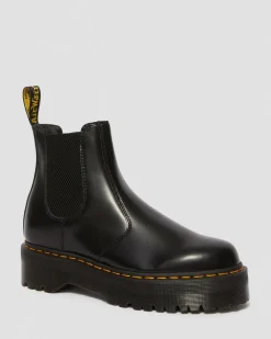 2976 Smooth Leather Platform Chelsea Boots in Black